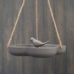 Earthy Anthracite Bamboo Hanging Bird Bath/Feeder W23.3cm detail page